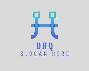 Developer - Game Design Circuit Letter H logo design