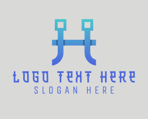 Networking - Game Design Circuit Letter H logo design