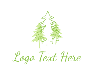 Hill - Three Green Pines logo design