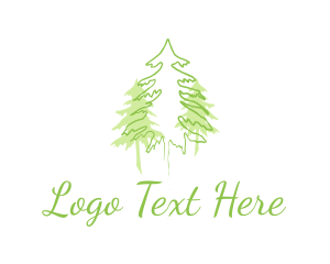 Green Tree - Three Green Pines logo design