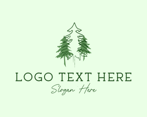 Hill - Pine Tree Forest logo design
