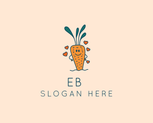 Doodle - Carrot Vegetable Heart logo design