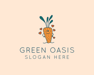 Carrot Vegetable Heart logo design