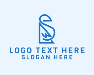 Winged - Blue Bird Letter S logo design