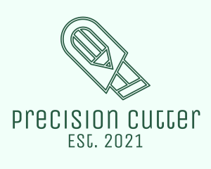 Cutter - Green Pencil Cutter logo design