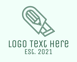 Cutting - Green Pencil Cutter logo design