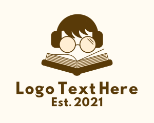 Literature - Boy Reading Book logo design
