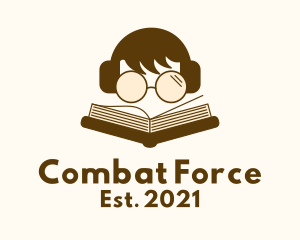 Online Learning - Boy Reading Book logo design