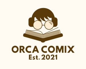 Kid - Boy Reading Book logo design