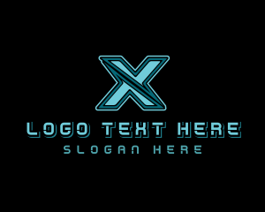 Alphabet - Modern Cyber Slash Letter X logo design