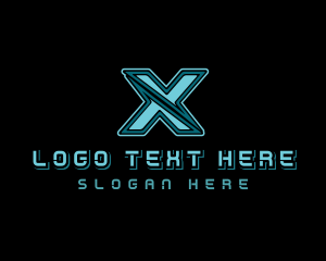 Video Game - Modern Cyber Slash Letter X logo design