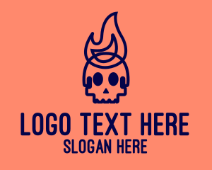Halloween - Blue Flame Skull logo design