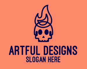 Illustration - Blue Flame Skull logo design