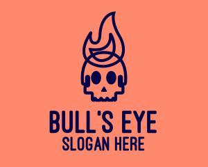 Blue Flame Skull logo design