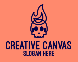 Illustration - Blue Flame Skull logo design