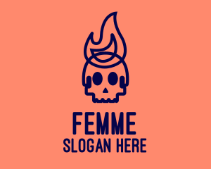 Blue Flame Skull logo design