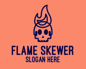 Blue Flame Skull logo design