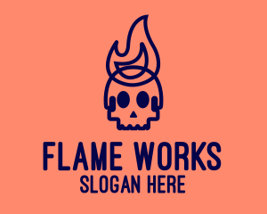 Flame - Blue Flame Skull logo design