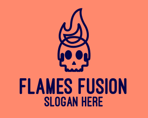 Blue Flame Skull logo design