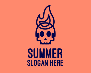 Blue Flame Skull logo design