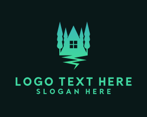 House - Forest House Cabin logo design