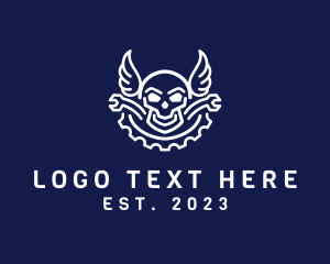 Workshop - Skull Mechanic Wing logo design