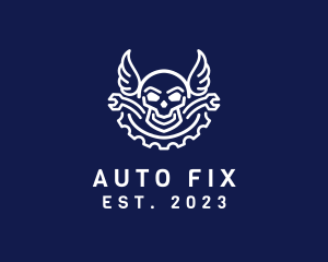 Mechanic - Skull Mechanic Wing logo design