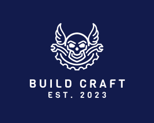 Skull Mechanic Wing logo design