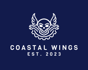 Skull Mechanic Wing logo design