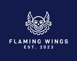 Wings - Skull Mechanic Wing logo design