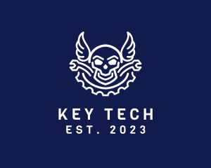 Skull Mechanic Wing logo design