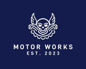 Motor - Skull Mechanic Wing logo design