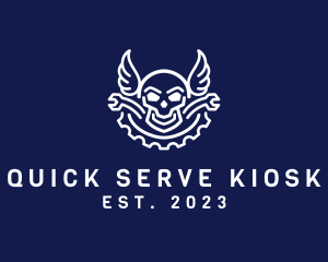 Skull Mechanic Wing logo design