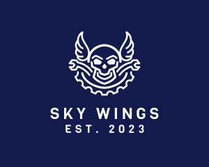 Skull Mechanic Wing logo design