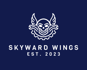 Skull Mechanic Wing logo design