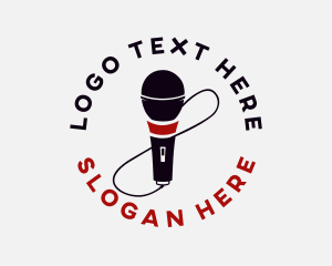 Podcast - Singing Red Microphone logo design