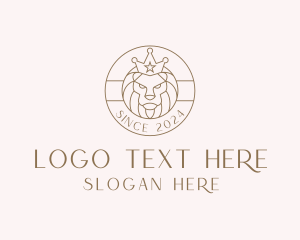 Emblem - Crown Wild Lion logo design