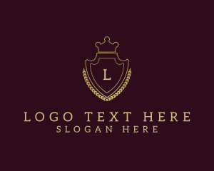 Crown - Royal Crown Shield Wreath logo design