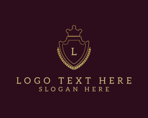 Lettermark - Royal Crown Shield Wreath logo design