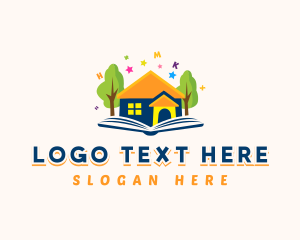 School - House Daycare Learning logo design