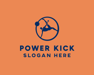 Kick - Blue Soccer Player logo design