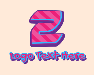 Two - Pop Graffiti Number 2 logo design