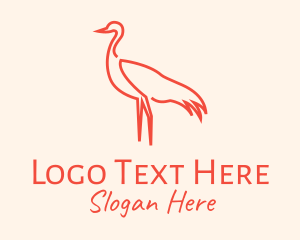 Minimal - Orange Seagull Outline logo design