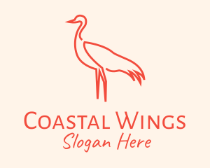 Orange Seagull Outline logo design