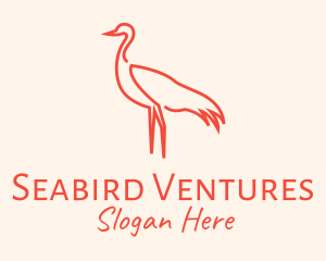 Seabird - Orange Seagull Outline logo design