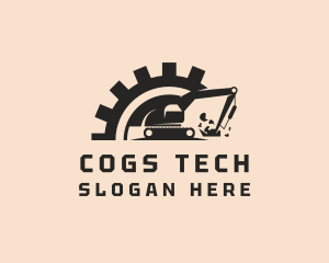 Cog Construction Excavator logo design