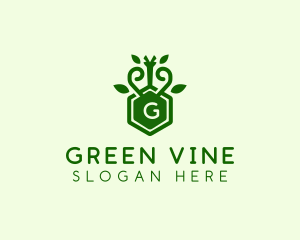 Leaf Vine Hexagon  logo design