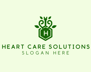 Leaf Vine Hexagon  logo design