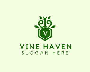 Leaf Vine Hexagon  logo design