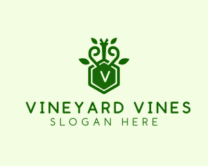 Leaf Vine Hexagon  logo design